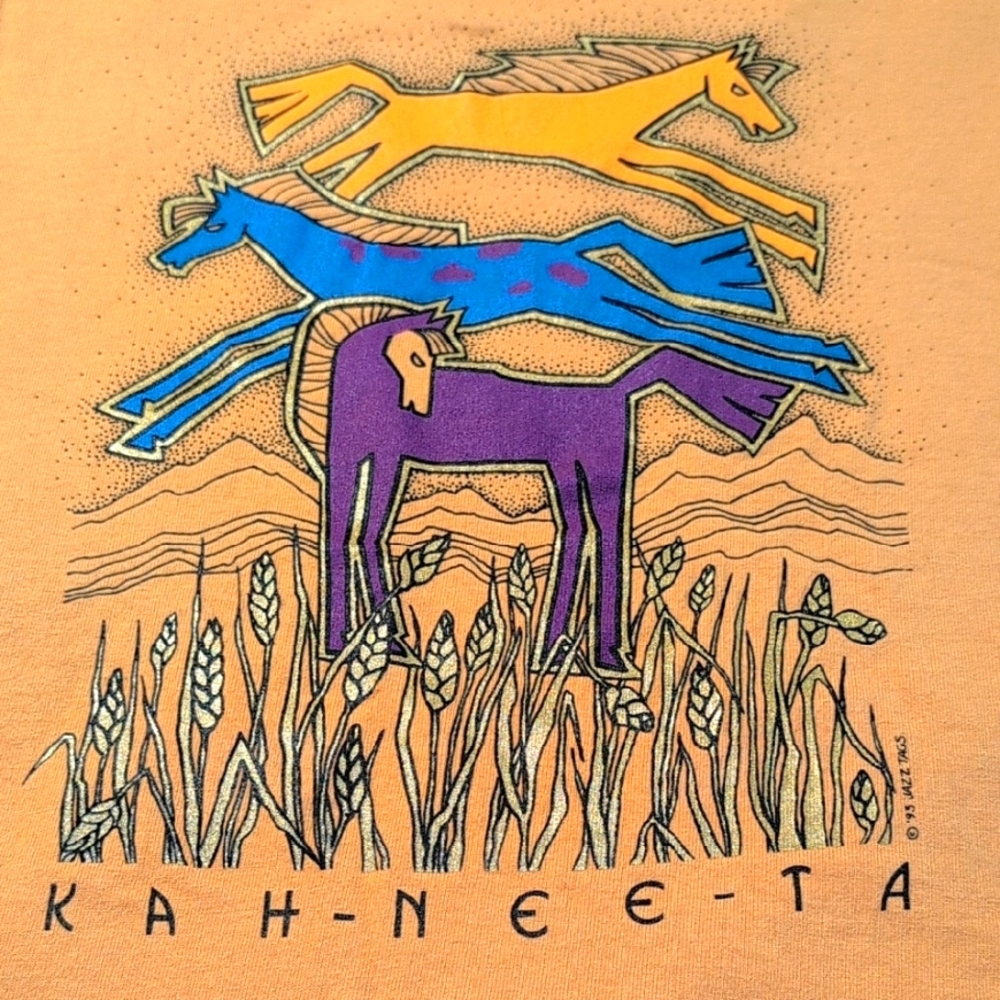 Anvil Tan Cotton T-Shirt XL Vintage 1993 kah-nee-ta Hot Springs Resort Oregon